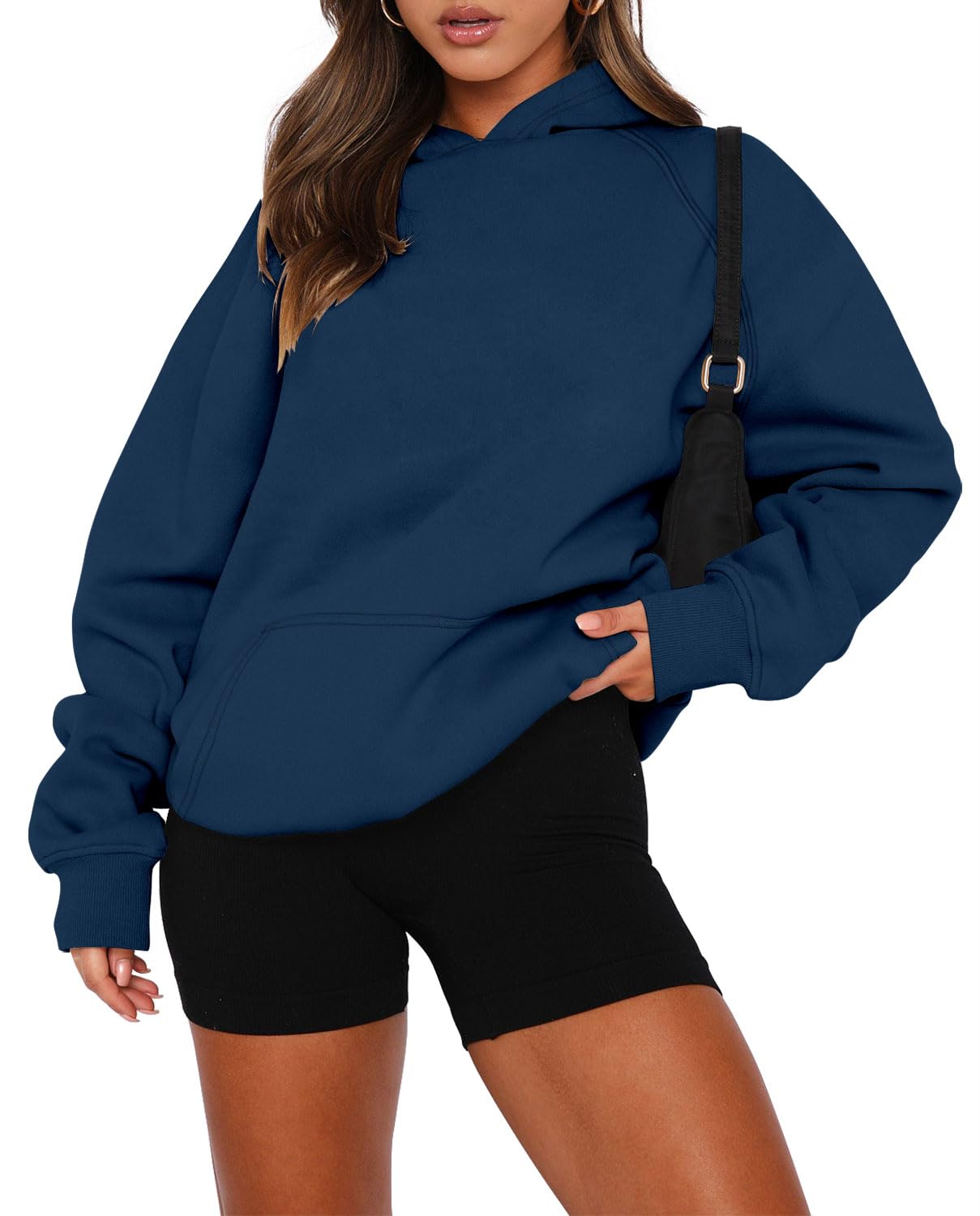 onlypuff Cute Sweatshirts for Women Crewneck Solid Baggy Boyfriend Novelty Hoodies for Fall Winter Haze Blue XL