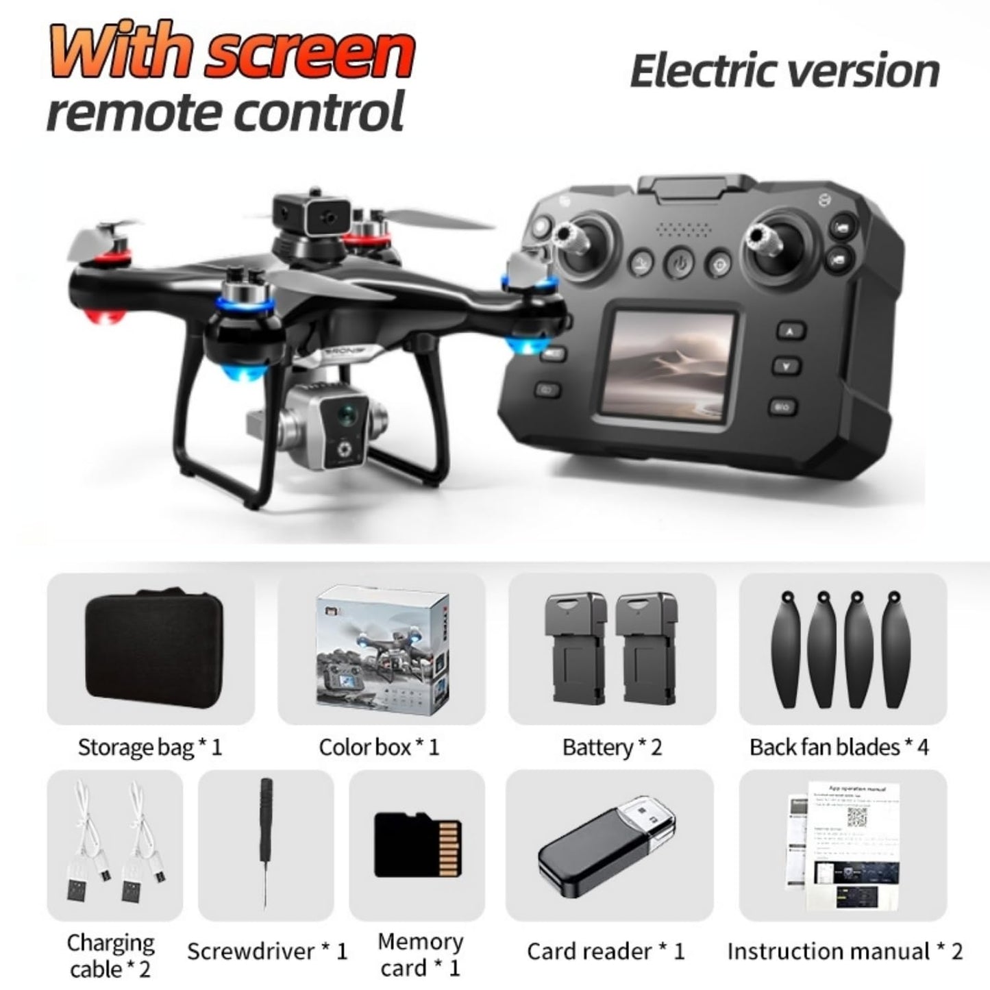 RC Drone With Screen Display Remote Control, 1080P Dual Camera,Brushless Motor, Optical Flow Hover, 360 Degree Flip, Speed Adjustment, APP Control, 2 Batteries, Adult Beginner-Friendly FPV Remote Control Hobby Quadcopter Helicopter Airplane