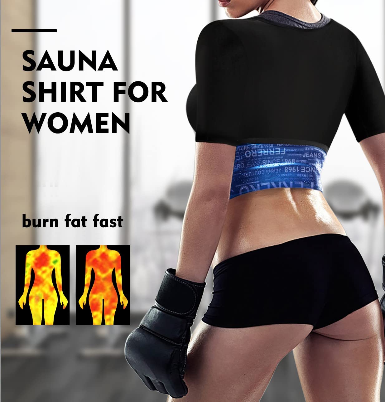 DYUAI Sauna Shirt for Women Sauna Suit for Women Waist Trainer Sauna Sweat Vest Workout Body Shaper Zipper(6005-01WT-L)