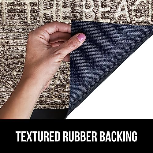 GORILLA GRIP 100% Waterproof All-Season WeatherMax Doormat, Durable Natural Rubber, Stain and Fade Resistant, Low Profile, Indoor Outdoor Door Mats, Easy Clean Patio Entrance Mat, 17x29, Sand Beach