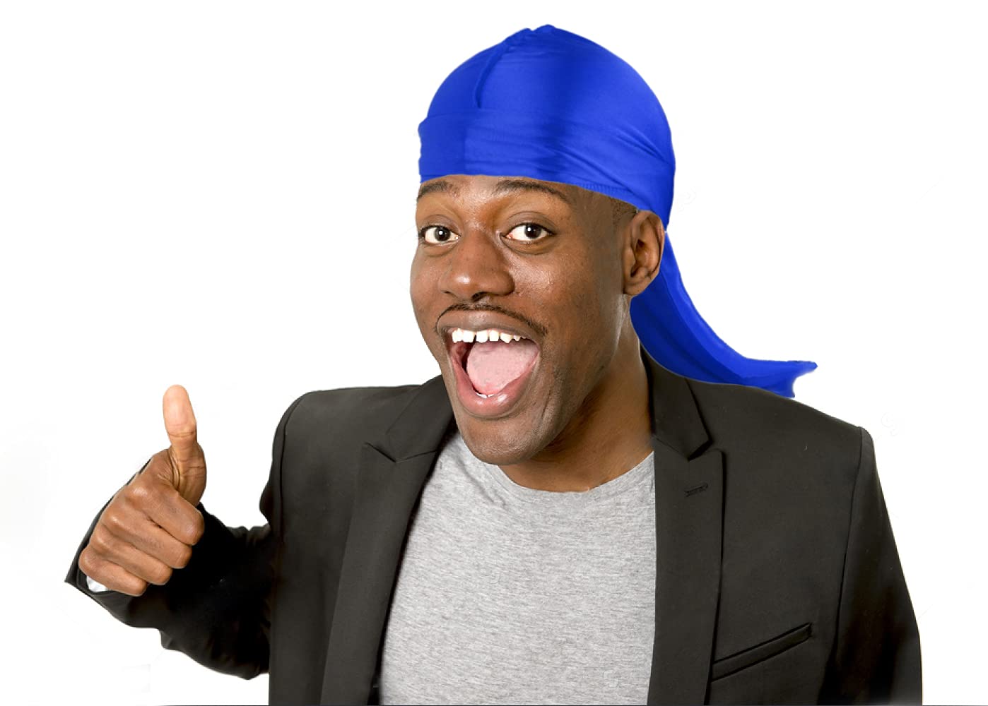 3PCS Silky Durag Pack for Men Waves, Satin Doo Rag for 360 540 720 Waves (Blue+White+Black)