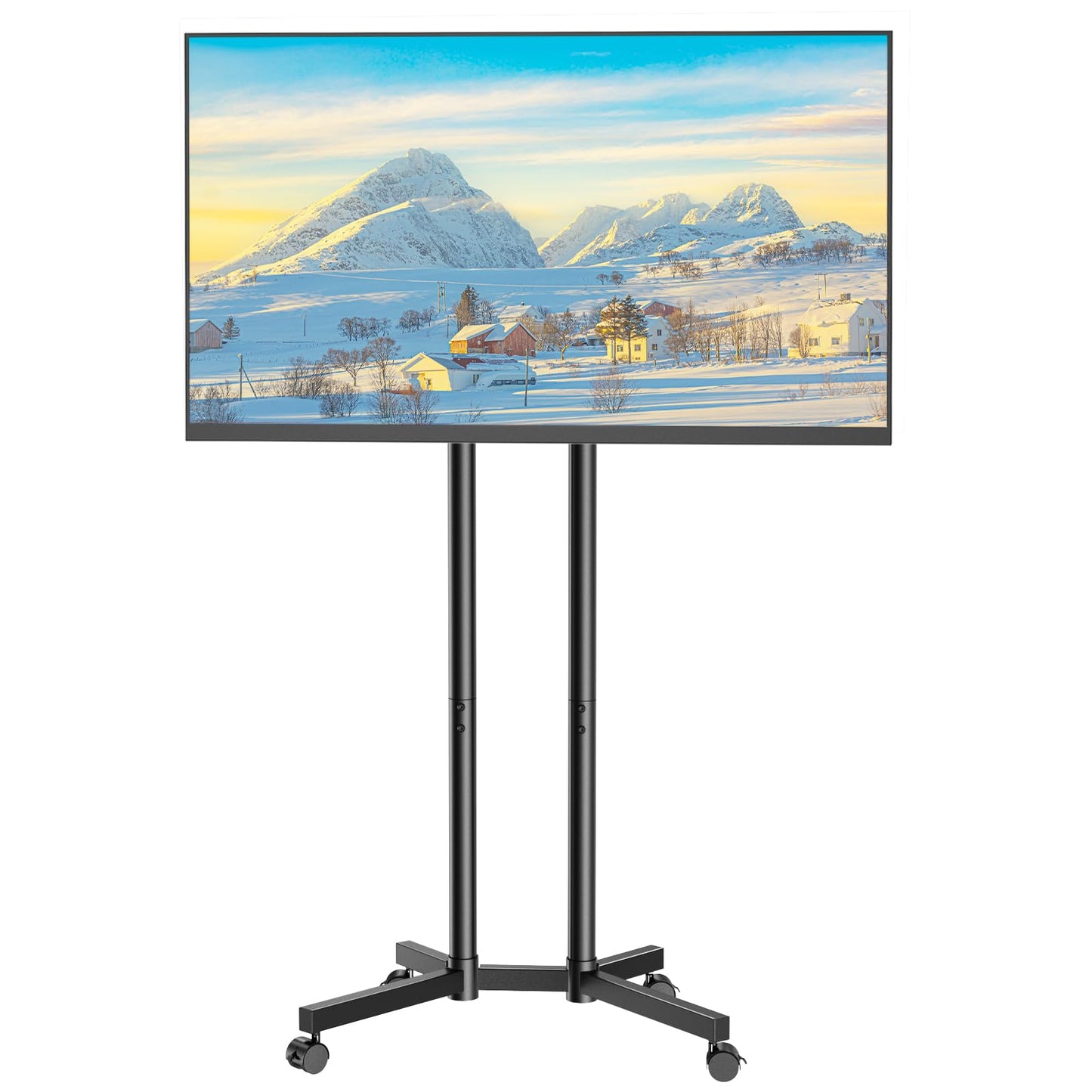 Afaloona Rolling TV Stand for 32 to 65 inch TVs up to 88 lbs, Mobile TV Cart with Lockable Wheels, Height Adjustable, Max VESA 400x400mm, Portable Mobile TV Stand for Bedroom, Office, Outdoor, Black