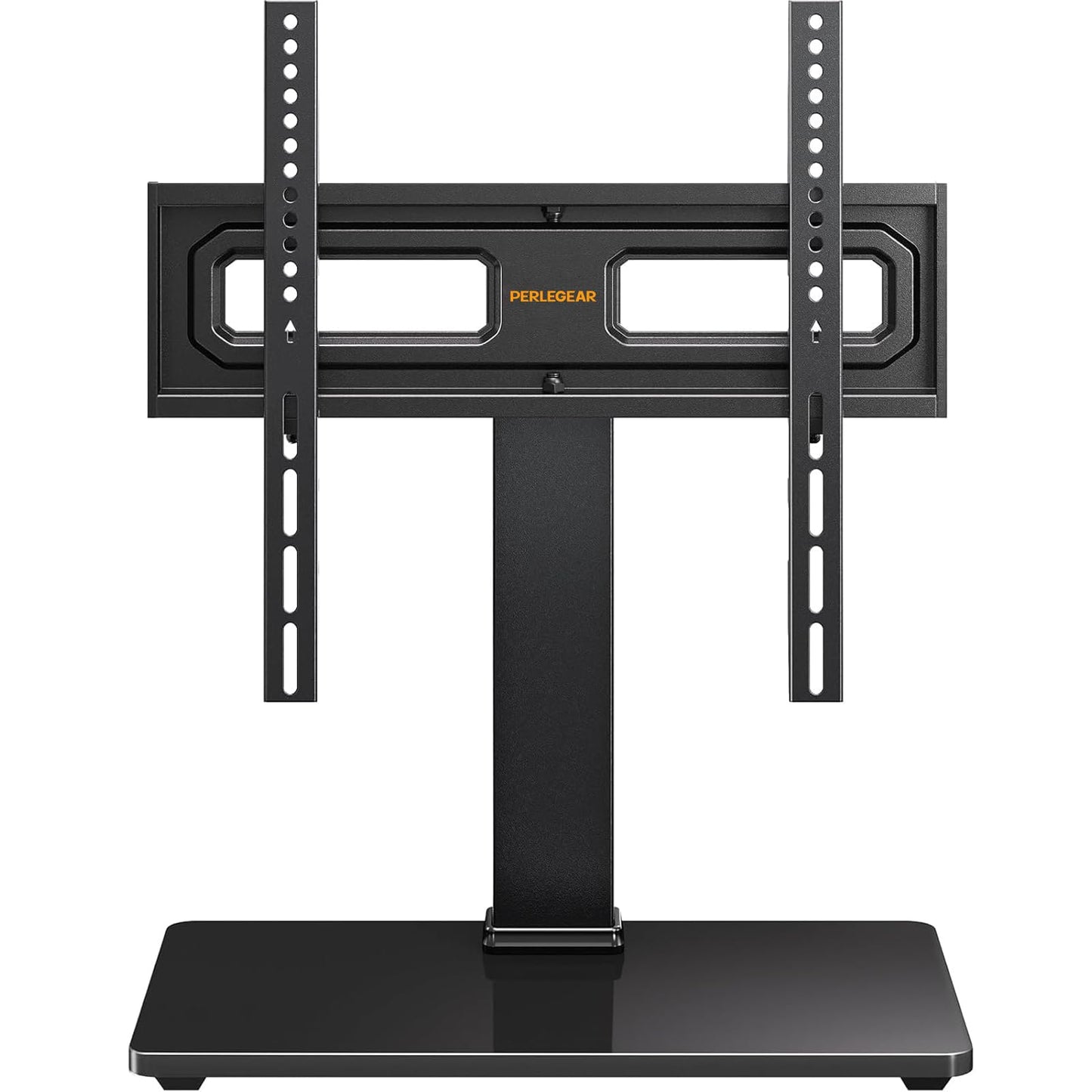 Perlegear TV Stand Mount, Universal Swivel TV Stand for 32–65 Inch LCD/LED/OLED TVs up to 88 lbs, TV Legs with Tempered Glass Base, Height Adjustable TV Base Stand with Tilt, Max VESA 400x400mm