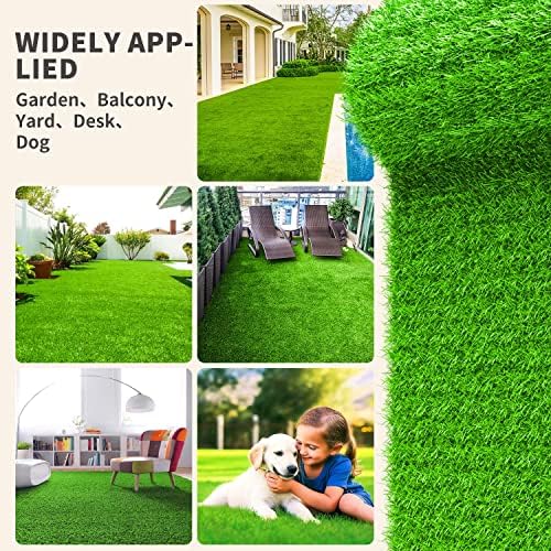 LOOBANI Realistic Artificial Grass Rug Indoor Outdoor, Dog Grass Mat with Drainage Holes and Replacement Artificial Grass Turf, Fake Grass for Garden Lawn Landscape Balcony Decoration, 3 Feet x 5 Feet