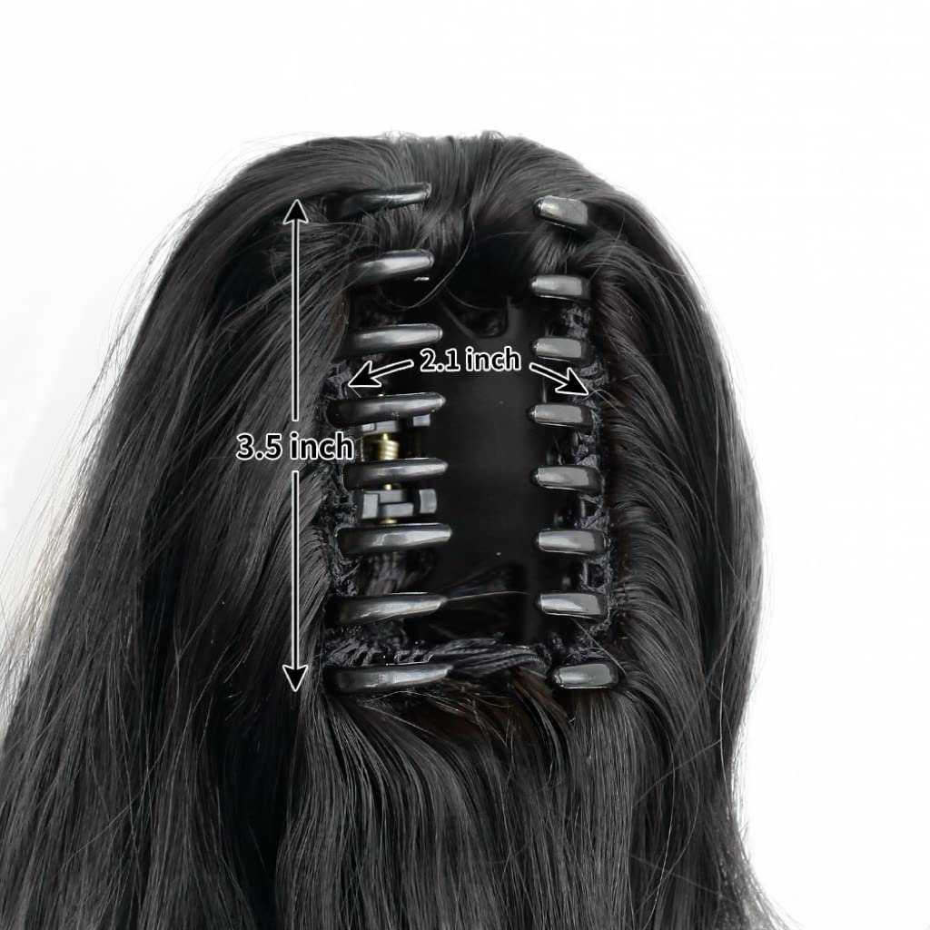 StrRid Natural Black Claw Ponytail Extension Wavy 16" Synthetic Curly Fake Clip in Extensions Wig Hair Pieces Fluffy Not Easily Knotted Clips on Ponytails for Women Wedding Party Daily Use 6 Oz