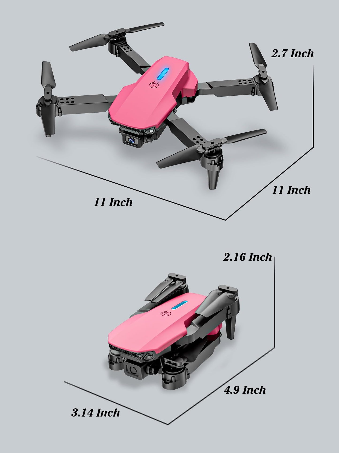 Kids Drone with Camera Foldable Mini Drone for Kids Girls Beginners Toys Drone Gestures Selfie One Key Start 360° Flips 2 Batteries Toy Gifts for Girls Pink