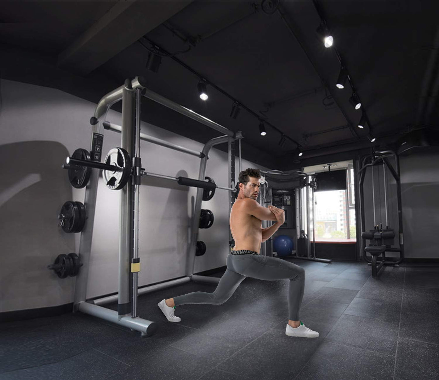 SILKWORLD Men's Compression Pants Pockets Cool Dry Athletic Leggings Baselayer Sports Running Tights (Pack of 2), 2 Pack_Black+Dark Red, XX-Large