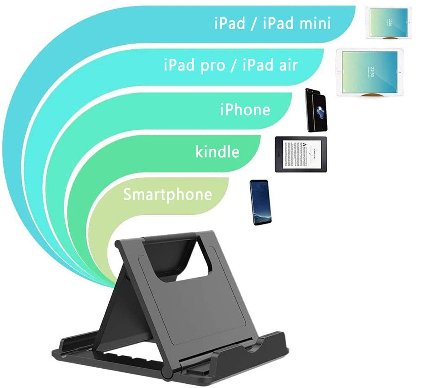 Foldable Portable and Angle Adjustable Phone Tablet Stand Holder for Desktop,Compatible with iPhone 15 14 13 12 11 iPad Pro Air Mini Kindle Galaxy Google PIXL (Large Size)