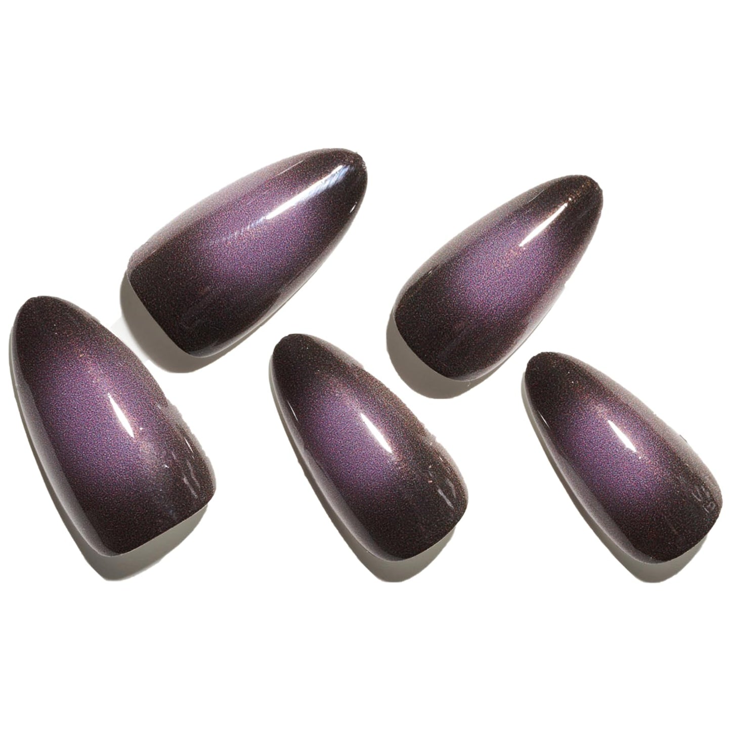 GLAMERMAID Black Pink Ombre Press on Nails Medium Almond, Purple Aurora Fake Crush Nails, Stiletto Fake Nails, Short Oval Stick Glue on Nails Tips for Women, Reusable Acrylic False Nail Kits