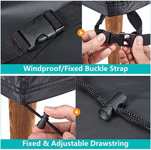 Patio Sofa Cover Waterproof - Heavy Duty 2-Seater Outdoor Couch Cover Patio Furniture Covers with Air Vent and Handles, 60" L×34" D×30" H, Black