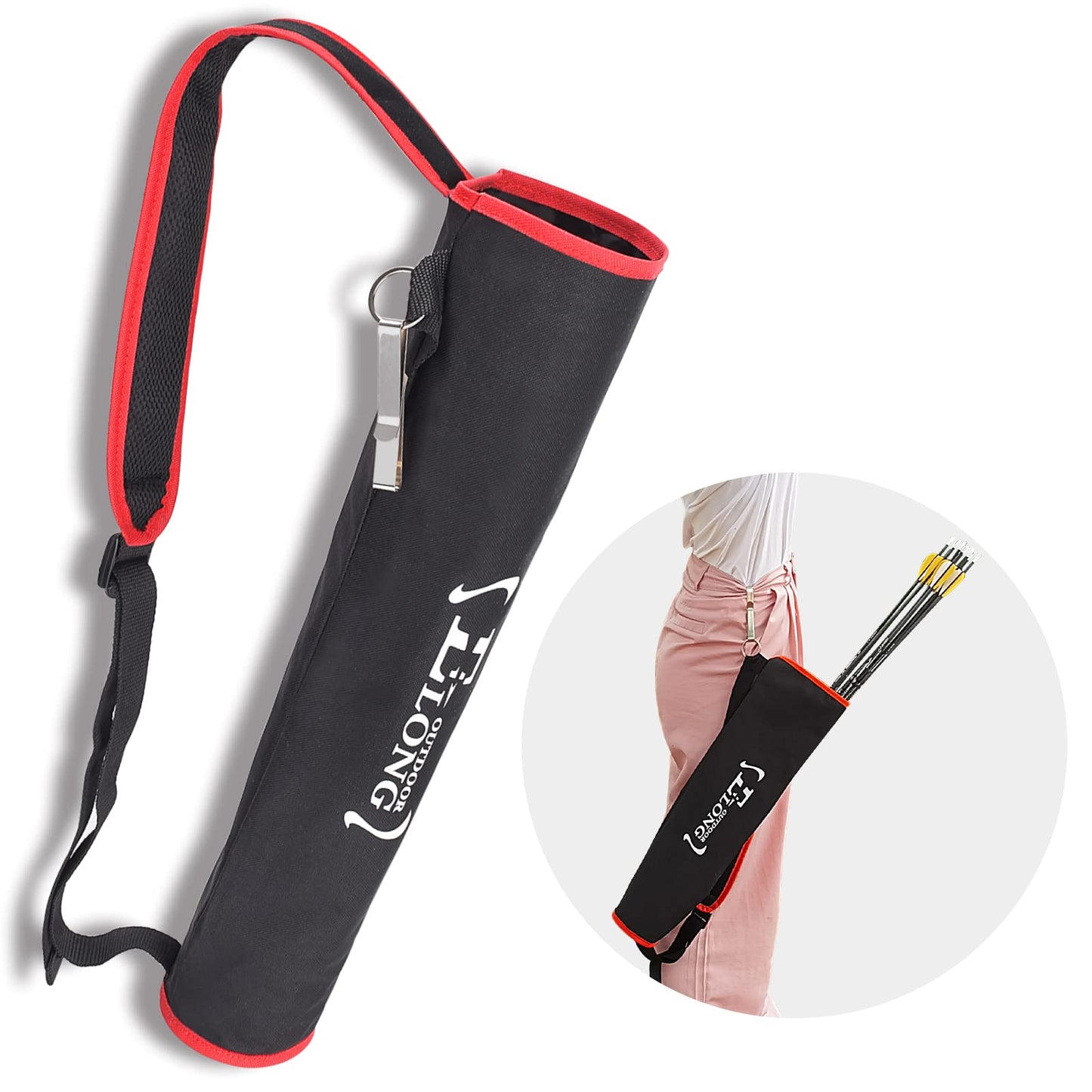 ELONG Adjustable Archery Back Arrow Quiver Holder - Upgraded Quiver Arrows for Compound Recurve Bow and Hunting Target Practicing Youth and Adults