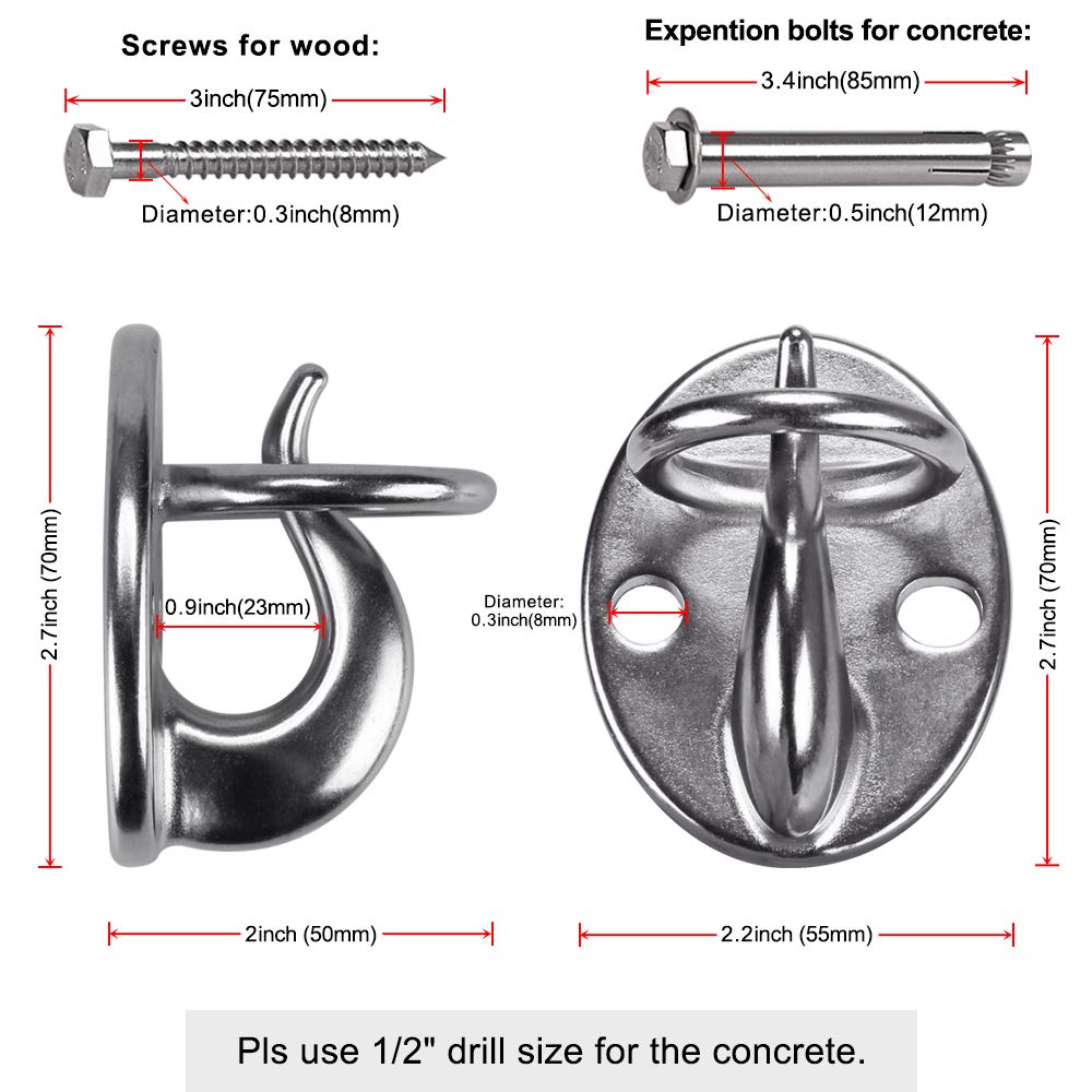 BeneLabel Wall Mount Bracket for Suspension Strap Trainer, 2000LB Capacity, Body Weight Strength Training Systems, Aerial Yoga Swing Hammock, Resistance Band, Battle Rope, Boxing Equipment
