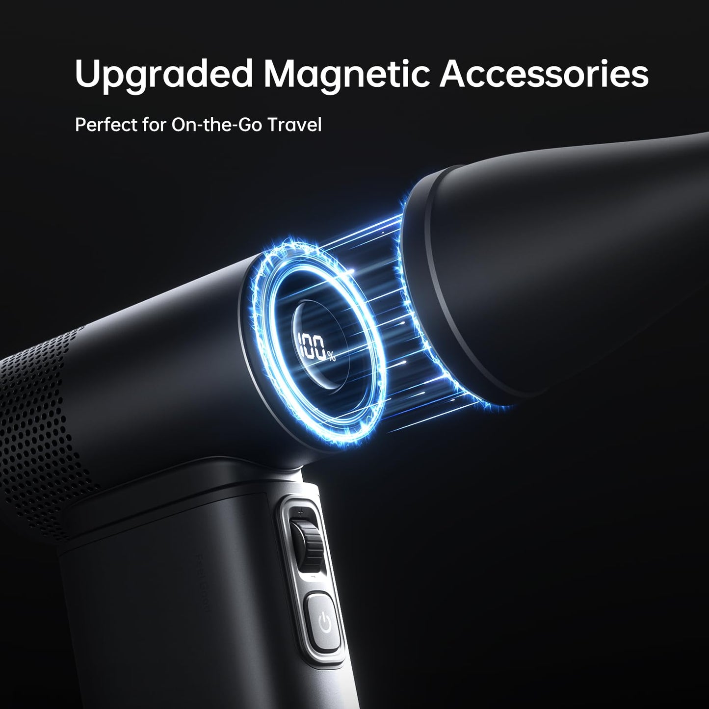 JISULIFE Portable Handheld Fan Ultra2, 9000mAh Max 25 Hrs, 5 IN 1, 100 Speed Turbo Fan Rechargeable 18W Power Bank with Flashlight, Metal Shell Multi-Function Travel Essentials Gifts for Men-Grey