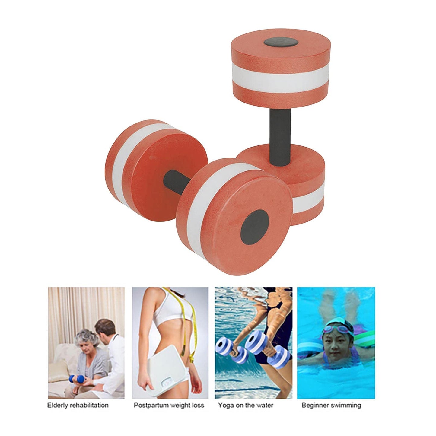 Lagukka Aquatic Dumbbell Set, 2PCS Water Dumbells Pool Resistance Water Fitness Equipment Foam Dumbbell Water Aerobics Fitness