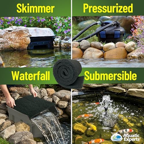 Aquatic Experts Classic Koi Pond Filter Pad COARSE – Bulk Roll Pond Filter Media, Rigid Ultra-Durable Latex Coated Fish Pond Filter Material US (12" x 72", Coarse (Black))