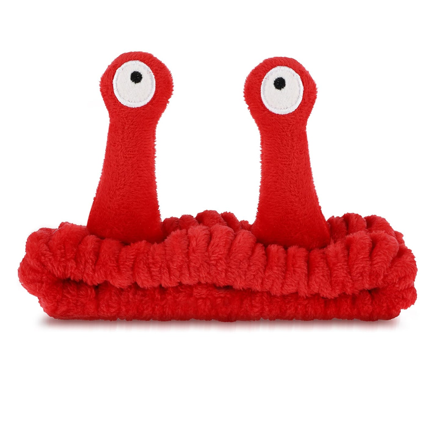 Face Wash Headband, Palm and Snail Spa Hair Bands Makeup Headbands Women Cartoon Cute Coral Fleece Elastic Headband Creative Hair Accessories for Washing Face Shower Sports Beauty Skincare (Red)