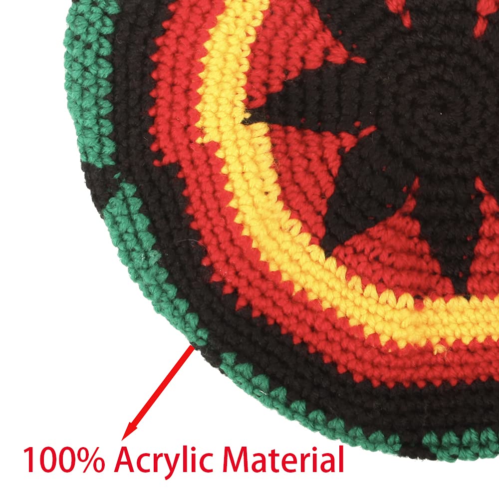 2Pcs Wool Knit Rasta Hat Reggae Jamaican Cap Colorful Beanie Skull Hat Slouchy Baggy Cap Winter Autumn