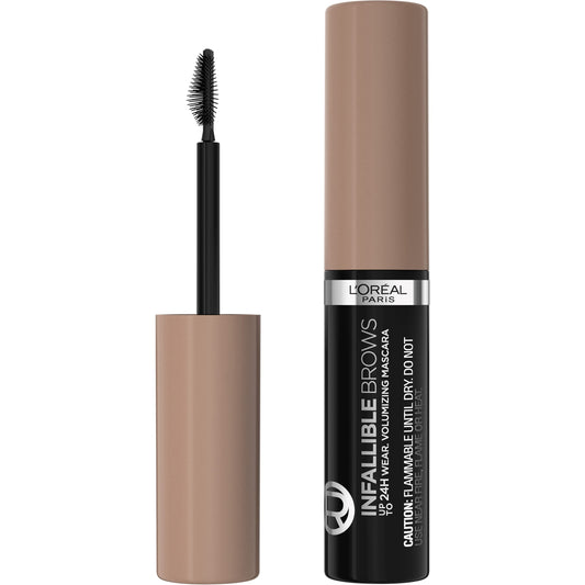 L'Oreal Paris Infallible Volumizing 24H Wear Brow Mascara, Long Lasting Eyebrow Makeup for 2X Fuller Eyebrows, 8.0 Light Blonde, 0.13 Fl Oz