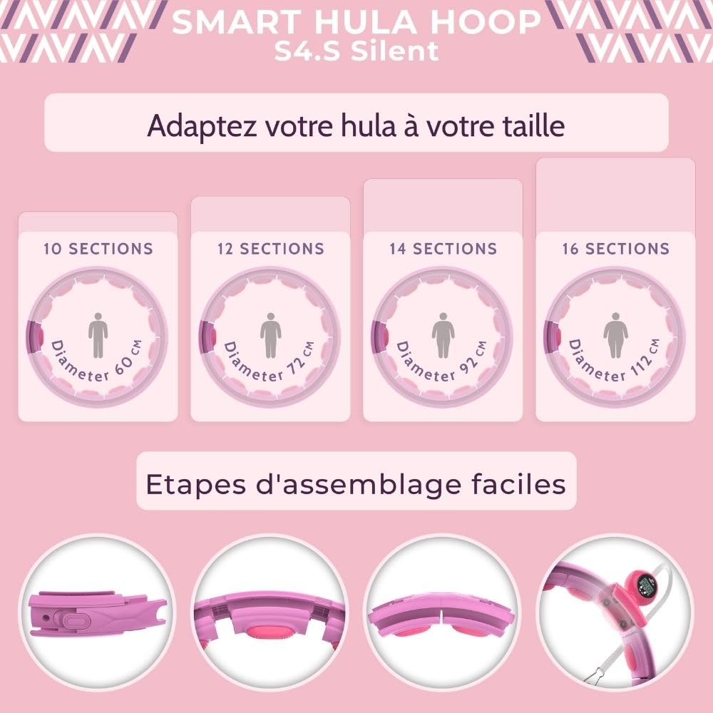 Swiss Activa+ Smart Hula Hoop S4.S XXL Extension Set - No Falling Hula Hoop - Hula Hoop 51 in - Fitness Hula Hoop with Weighted - Fitness Hoop Hula Hoop with Ball - Smart Hoola Hoop