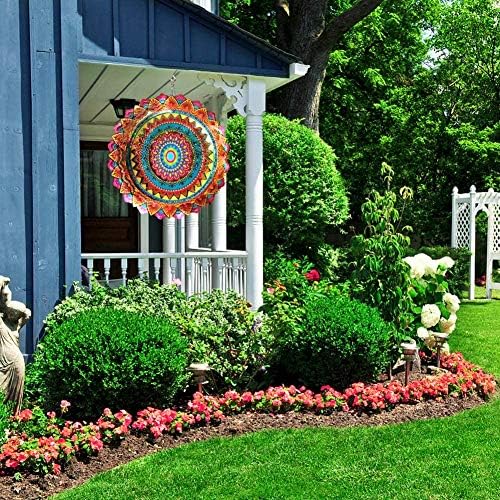 FONMY Stainless Steel Wind Spinner Worth Gift Indoor Outdoor Garden Decoration Crafts Ornaments 12 inch Multi Color Mandala Wind Spinners