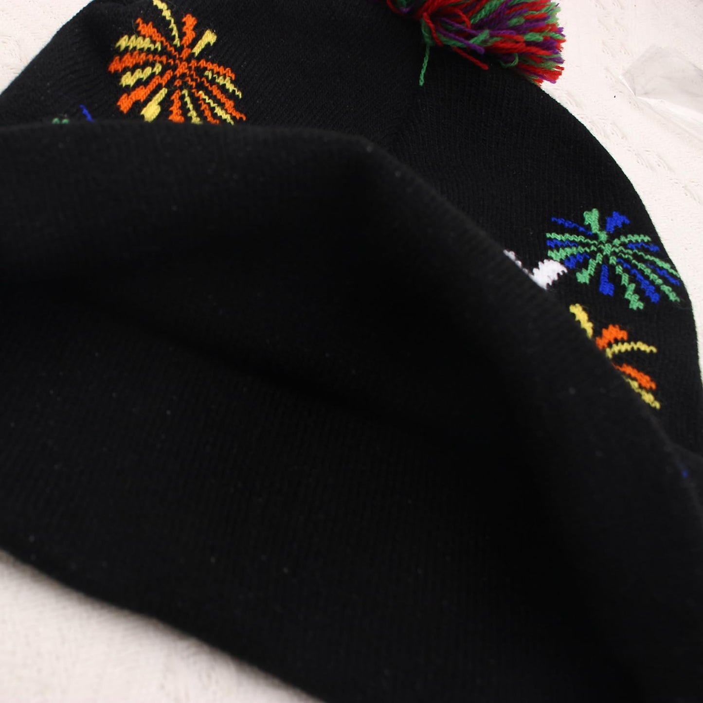 Enrwin Unisex Christmas Hat Winter Knitted Crochet Beanie Happy New Year Hat for Women and Men Gift for Christmas (Style01-Black, Polyester)