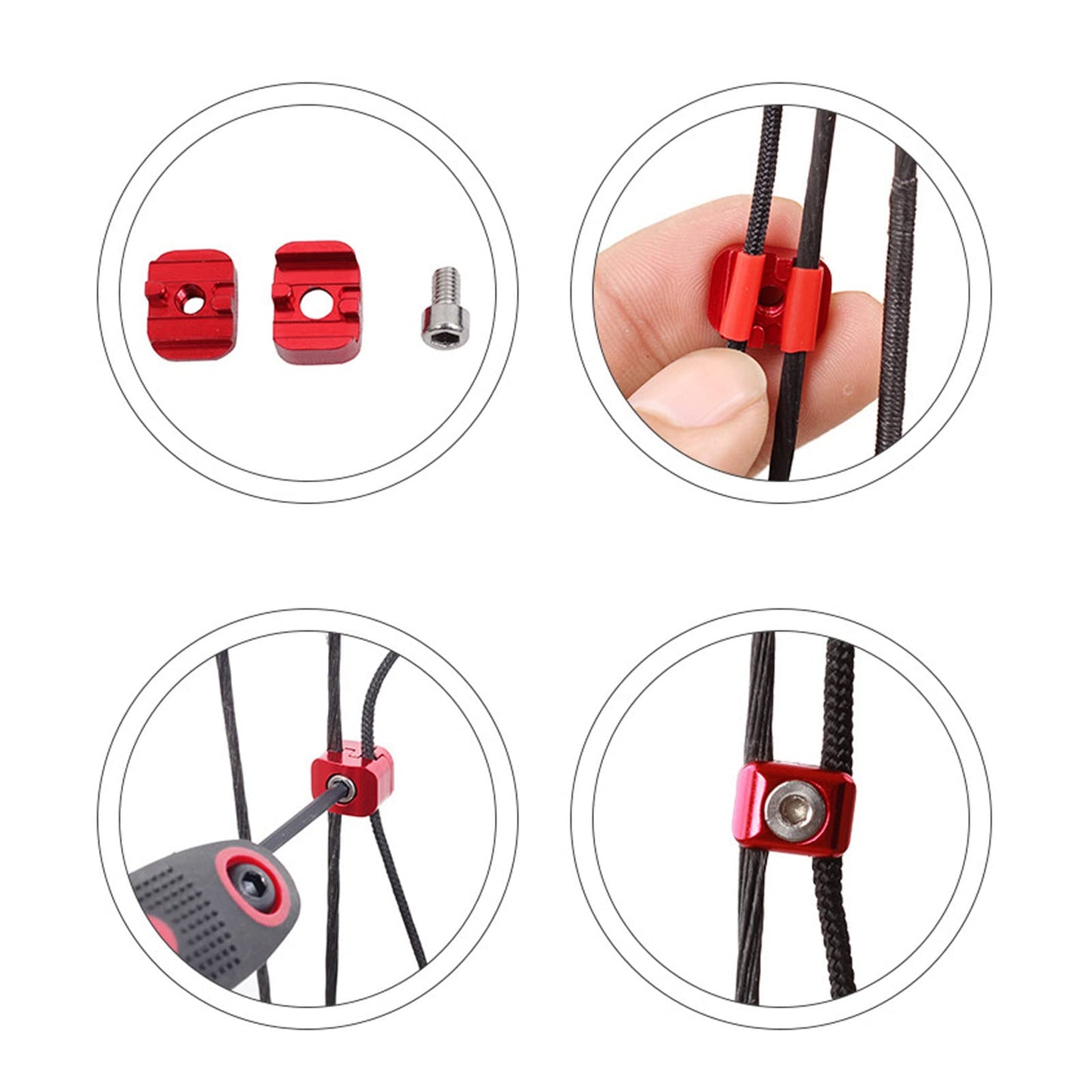 Arrow Rest Cable Clamp Buckle Metal Fastener Clip Archery Bowstring Adjustment Knob for Compound Bow Drop Away (Red)