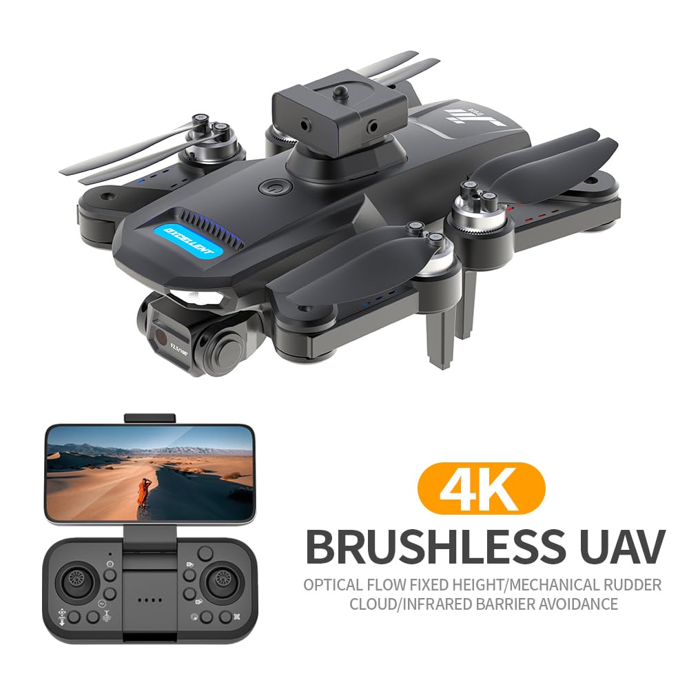 S22 Drone with 4K Camera for Adults Beginner; 194G Foldable RC Quadcopter with 328 Feet Control Range, Brushless Motor, 2.4G, 360 Degree Flip, 2 Batteries, Toys for Adults