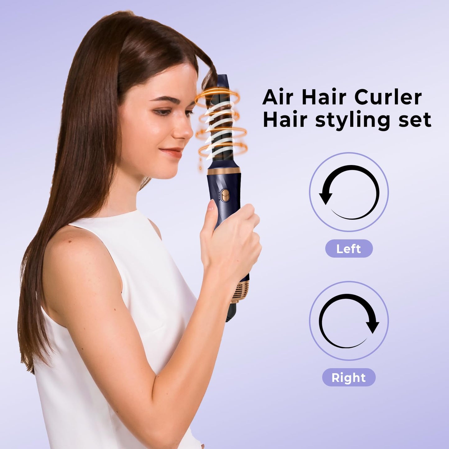 6 in 1 Blow Dryer Brush,Detachable Hair Dryer Brush Air Curler Air Styler Wrap,Curly Twist Hot Air BrushCurling Iron Brush,Blow Dryer Hot Brush Styler