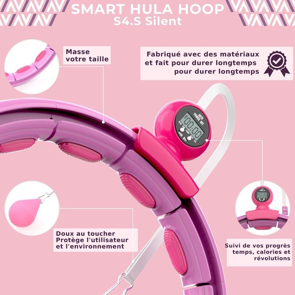 Swiss Activa+ Smart Hula Hoop S4.S XXL Extension Set - No Falling Hula Hoop - Hula Hoop 51 in - Fitness Hula Hoop with Weighted - Fitness Hoop Hula Hoop with Ball - Smart Hoola Hoop