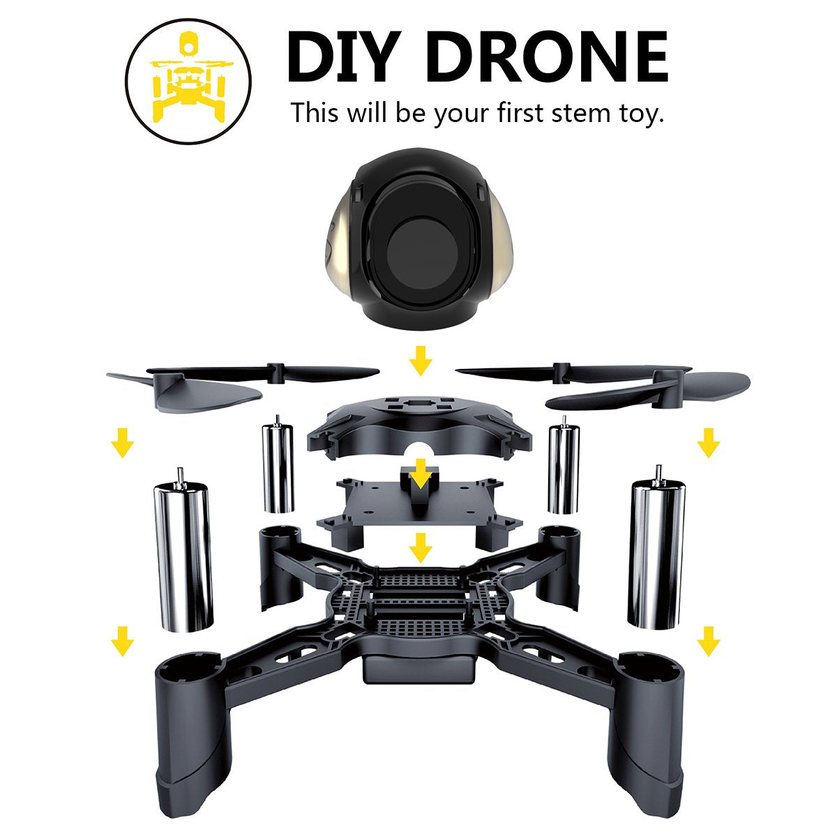 REMOKING R605 RC DIY Drone Toys Mini Racing Quadcopter Headless Mode 2.4GHz 360°flip 4 Channels Altitude Hold Indoor and Outdoor Game Educational Building Toy Science Kit for Kids and Adults