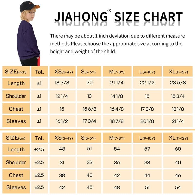 JIAHONG Kids Crewneck Sweatshirts Fleece Soft Sweatshirt Long Sleeve Pullover Winter Boys or Girls 3-12 Years Navy XS