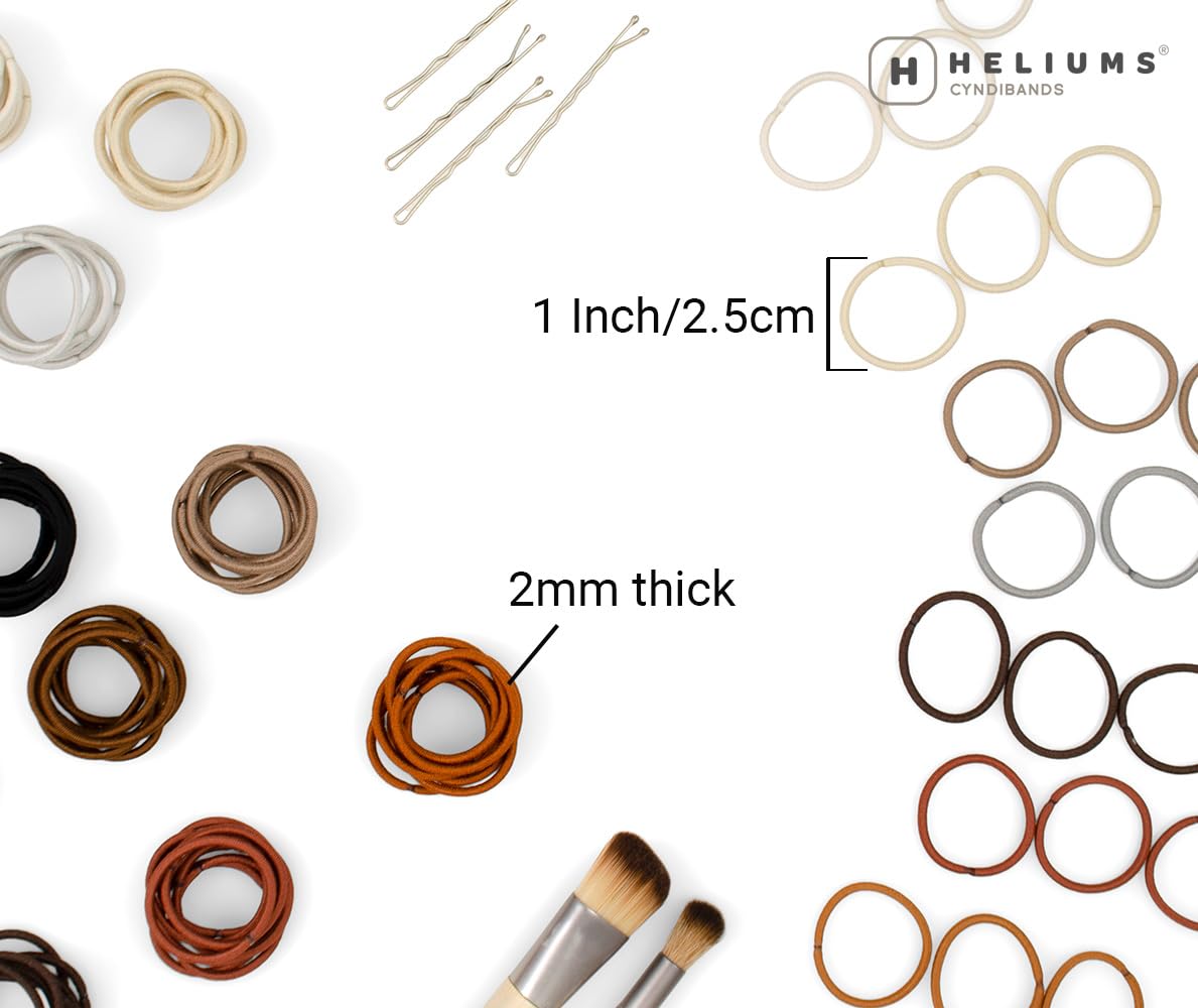 Heliums Small Hair Ties - Red - No Damage Mini 1 Inch Reusable 2mm Elastics for Thin Hair and Kids, Neutral Ponytail Holders - 48 Count