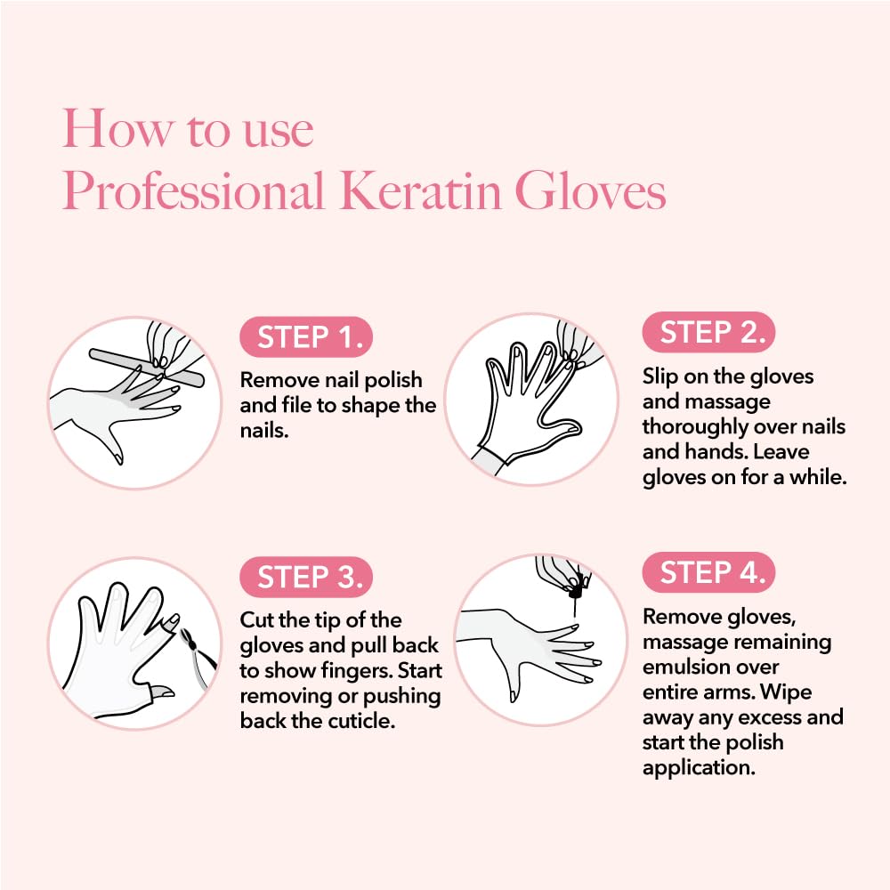 Bodipure Professional Keratin Gloves for Nail Strengthening, Moisturizing Hand Mask for Dry and Cracked Hands, Hand and Cuticle Treatment with Vegetable Keratin Cream 12 Pairs