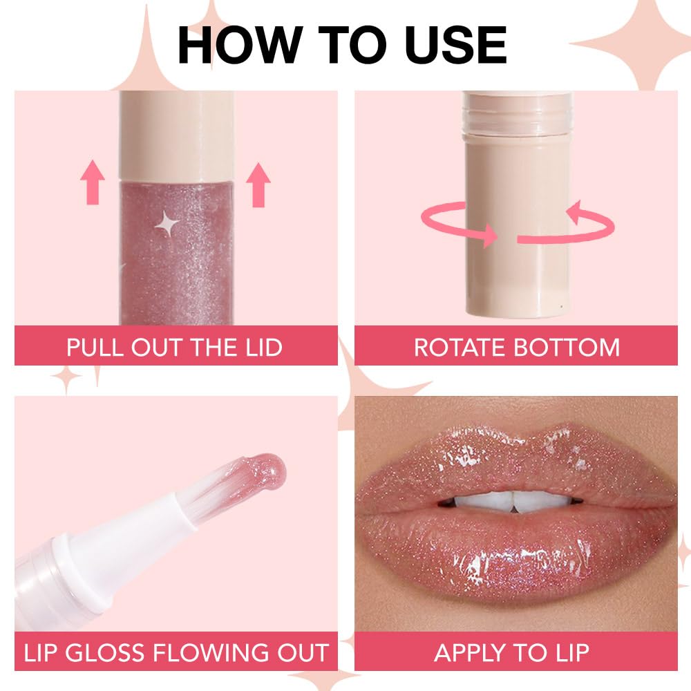 evpct 1Pcs Nude Pink Pearlescent Shine Shimmer Glitter Lipstick Lip Gloss, Metallic Sparkly Sparkle Glossy Lip Gloss Tint Stain Liquid Lipsticks Makeup Set for Women Long Lasting Waterproof 6