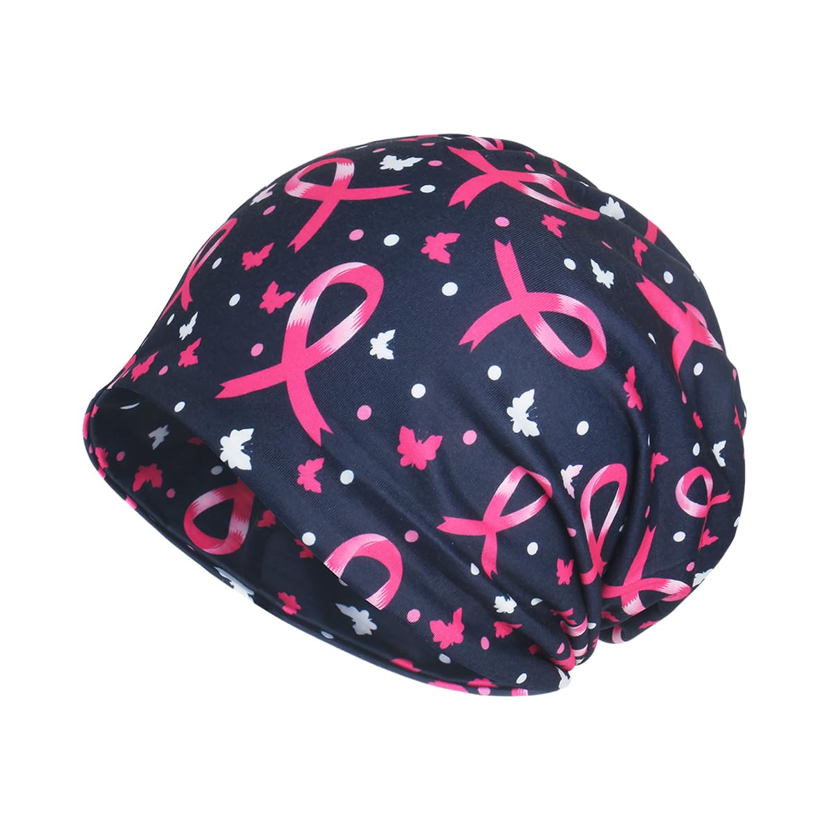 Jemis Sweet Heartwarming Breast Cancer Beanie Caps Baggy Skull Sleep Scarf (Polycotton, 2 Pack red Black)