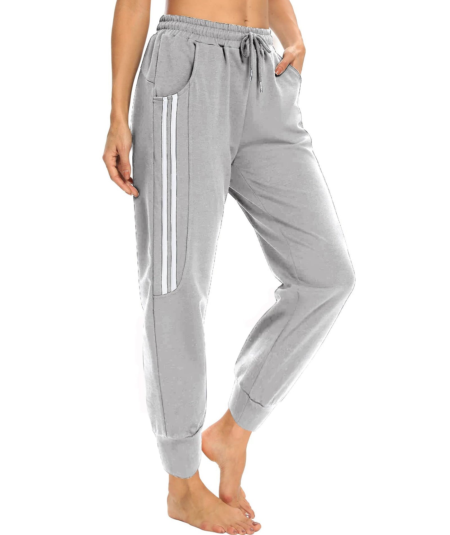 Womens Winter High Waisted Sweatpants Drawstring Jogger Sweat Pants Cinch Bottom Workout Trousers (Z-Gray,2XL)