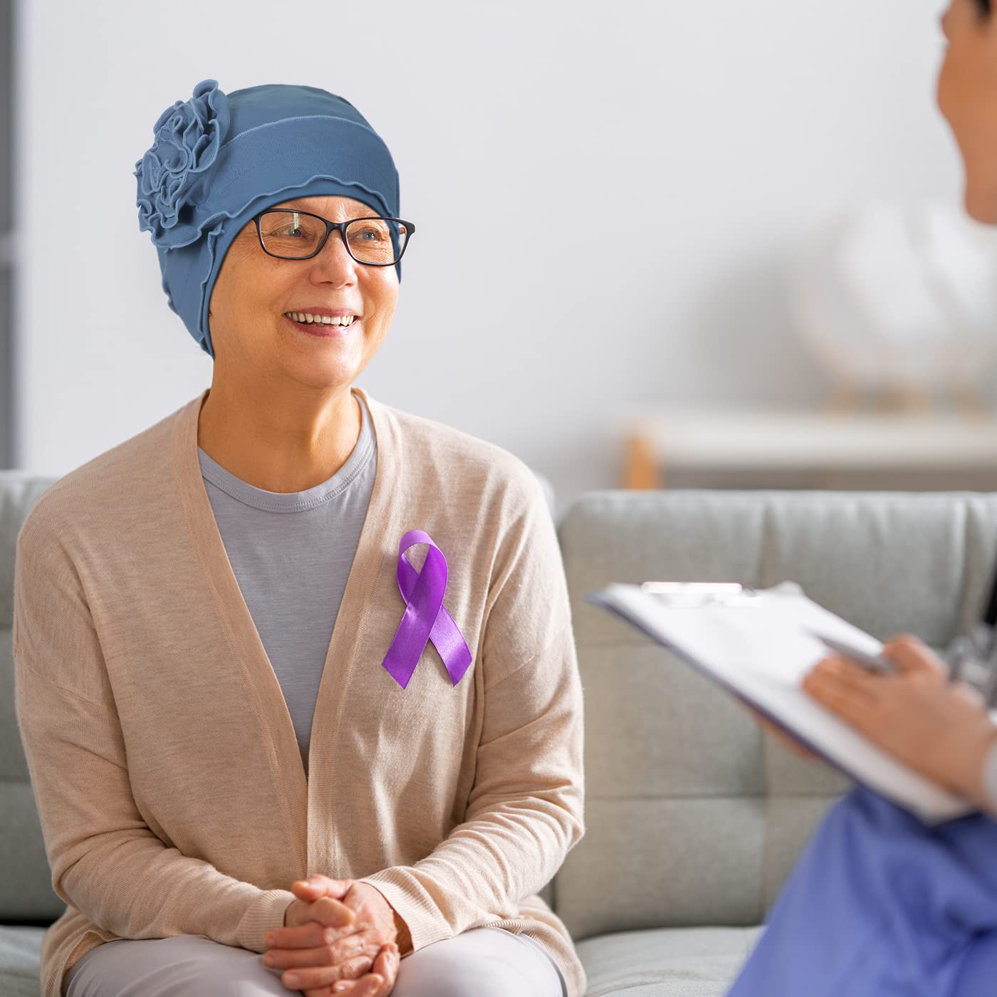 AIPESL 2 Pieces Cotton Chemo Turban Headwear, Soft Cancer Headwear Elastic Cancer Cap for Women with Hair Loss