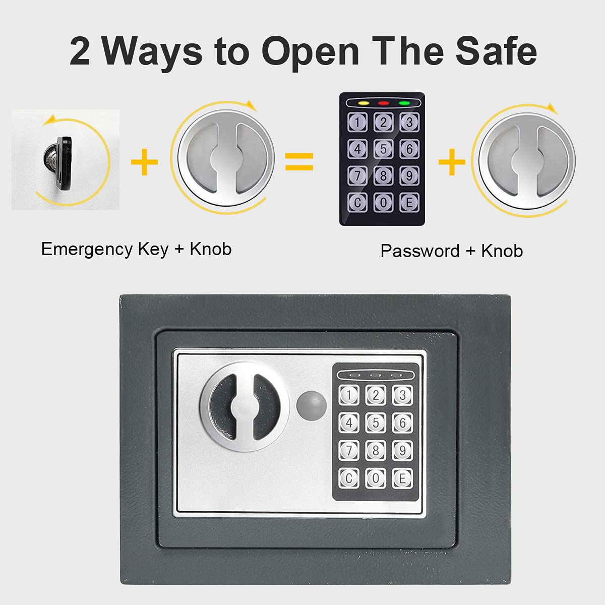 Jssmst Small Safe Box for Money - 0.23CF Mini Safe with Electronic Keypad, Lockable Box for Home Security and Personal Storage, 9.06 x 6.69 x 6.69 inch, Grey