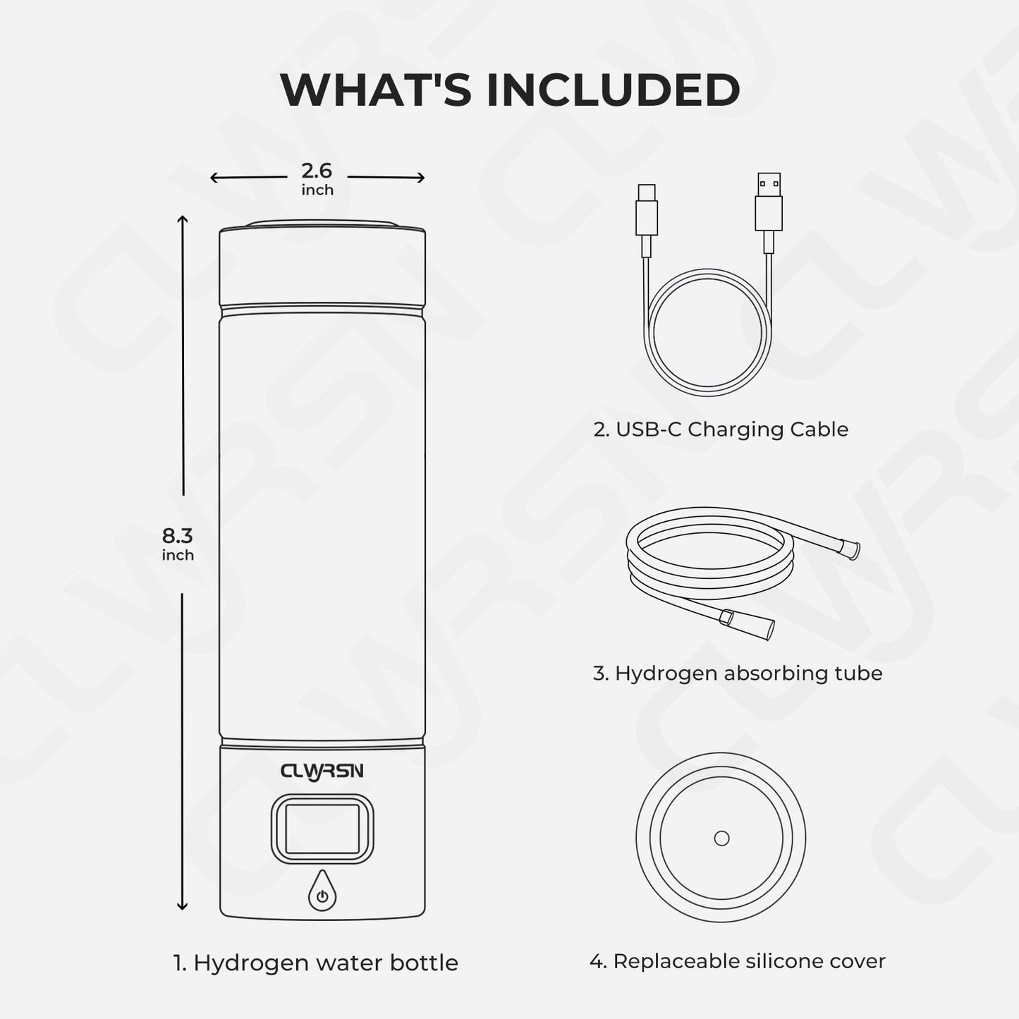 Hydrogen Water Bottle, Portable Glass Hydrogen Water Bottle Generator Machine-SPE/PEM Technology-Athletic Performance & Hydration System-for Office, Home & Outdoor Use(Silver)