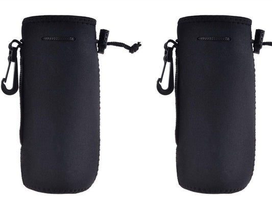 Water Bottle Sleeve, Protable Neoprene Insulated Water Bottle Cooler Cooler Carrier Cover Sleeve Tote Bag Pouch Holder Strap for Kid Children Women MEN Biker (BLACK 2 PACK)