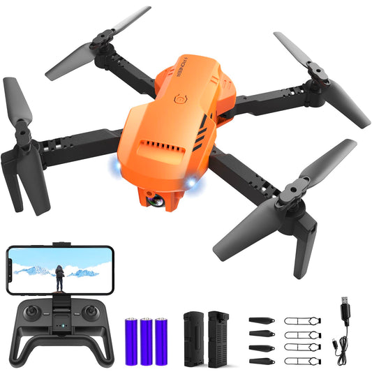 RADCLO Drones for Adults - Drone with camera 1080P HD, FPV Foldable Drone with Carrying Case, 2 Batteries, 90° Adjustable Lens, One Key Take Off/Land, Altitude Hold, 360° Flip