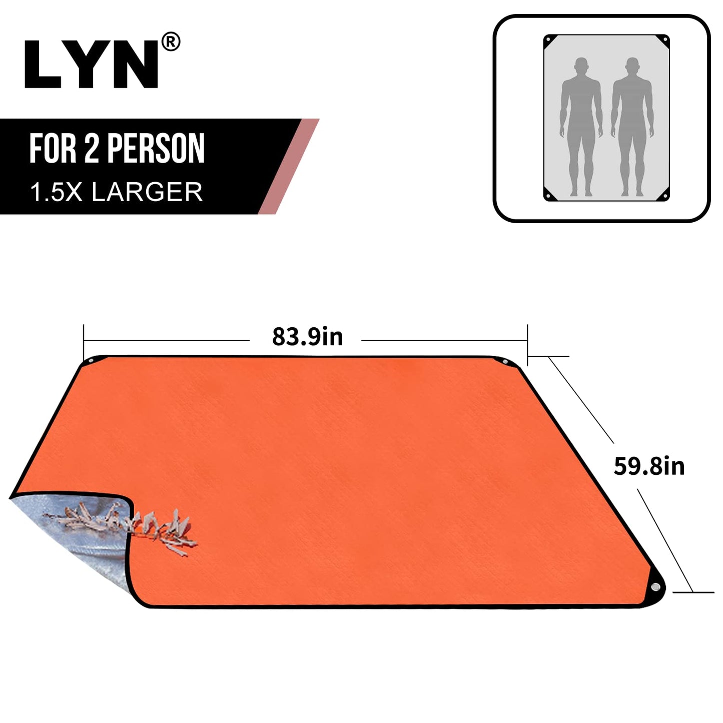 Thickening Complex:LYN Multilayer Heavy Duty Solar Emergency Survival Blanket-Orange,Reflective Mylar Waterproof Windproof Thermal,for Rescue,Car Camping,Hiking,Bushcraft,Snow&Pet Full
