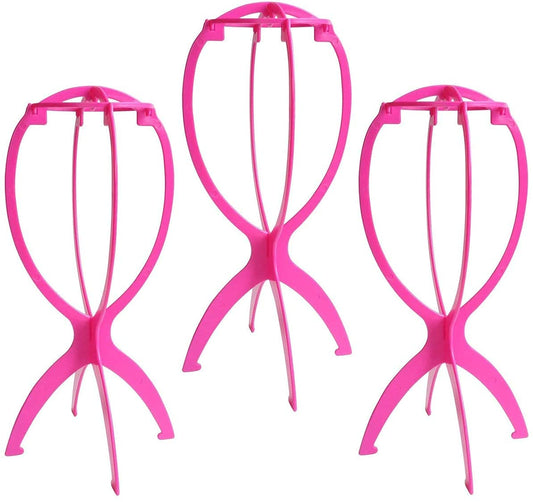 Dreamlover Wig Head Stand, Wig Holder, Hot Pink, 3 Packs