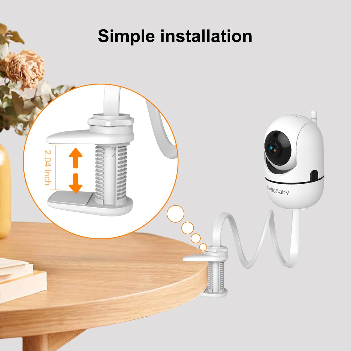 HelloBaby Baby Monitor with Camera and Audio, 6'' World First IPS Screen Baby Camera Monitor No WiFi, Baby Monitor with Clip Clamp Mount