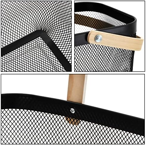 ZEAYEA Mesh Storage Basket with Handle, Garden Harvest Basket, Mesh Fruit Vegetables Gathering Basket Bin, Multi-functional Metal Wire Basket for Kitchen Garden Picnic Cabinet