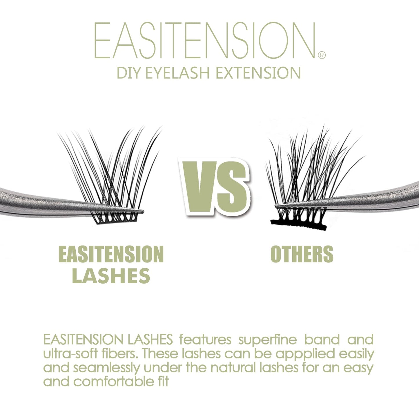 DIY Eyelash Extension, 3D Effect Glue Bonded Band Individual Lash 48 Clusters Volume Lashes Set, Home Eyelash Extension, C curl Lashes Pack 14MM-Natural-48 Clusters