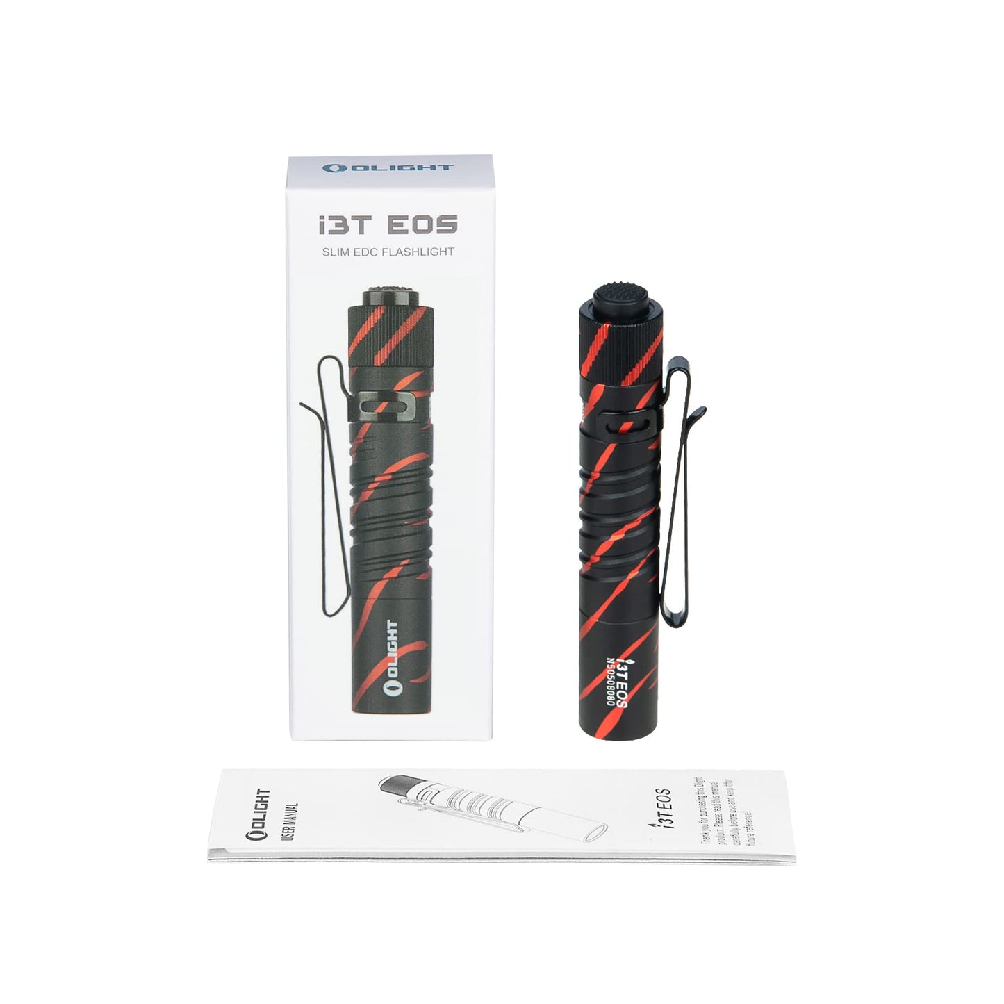 OLIGHT I3T EOS 180 Lumens Dual-Output Slim EDC Flashlight for Camping and Hiking, Tail Switch Flashlight with AAA Battery (Black Lava)