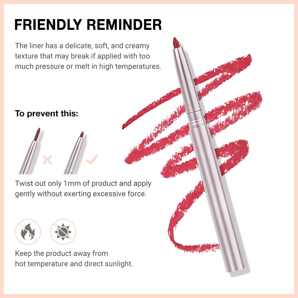 FeiCuiYun Retractable Lipliner Pencil Waterproof Makeup for Lip Liner and Eye Liner, Smooth and Creamy, Long Lasting Matte Finish, Vegan Beauty, Matte Velvet Pigmented Lip Liner (12#Bean Paste, 1)