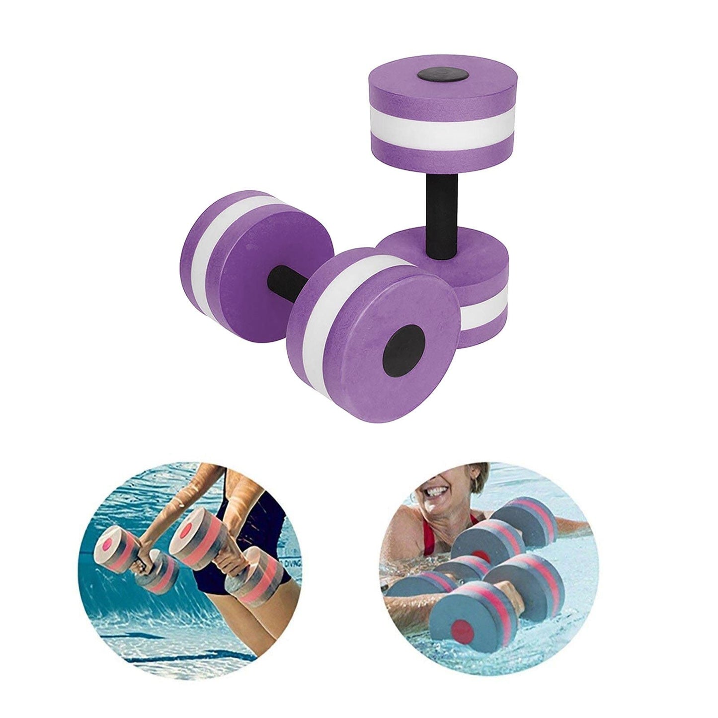 Lagukka Aquatic Dumbbell Set, 2PCS Water Dumbells Pool Resistance Water Fitness Equipment Foam Dumbbell Water Aerobics Fitness Equipment for Weight Loss Purple