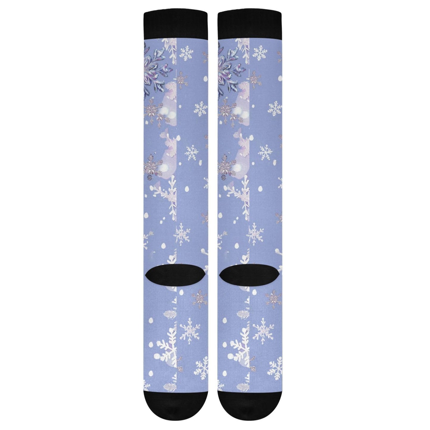 Purple Snowflake Compression Socks for Women and Men Circulation Winter Long Socks for Athletic Running 1